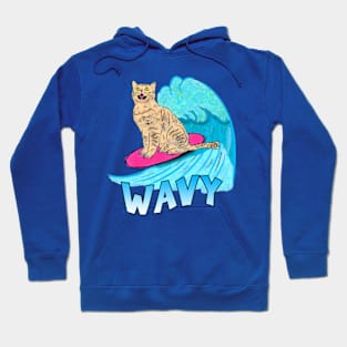 Wavy Surfing Cat Hoodie